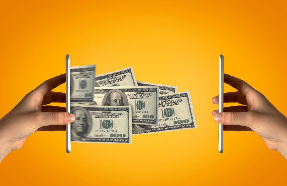 An image of an OFW sending remittance. 